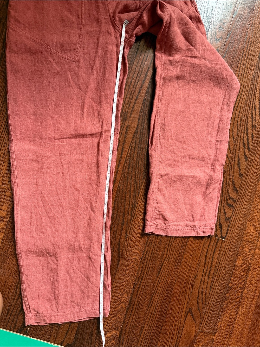 Relaxed Straight Leg Drawstring Pants in Coral 100% Hemp - Picture 9 of 9